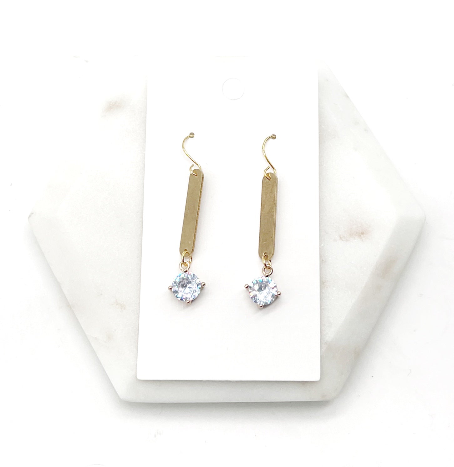 Cora Gold Mini Metal and CZ Drop Earrings