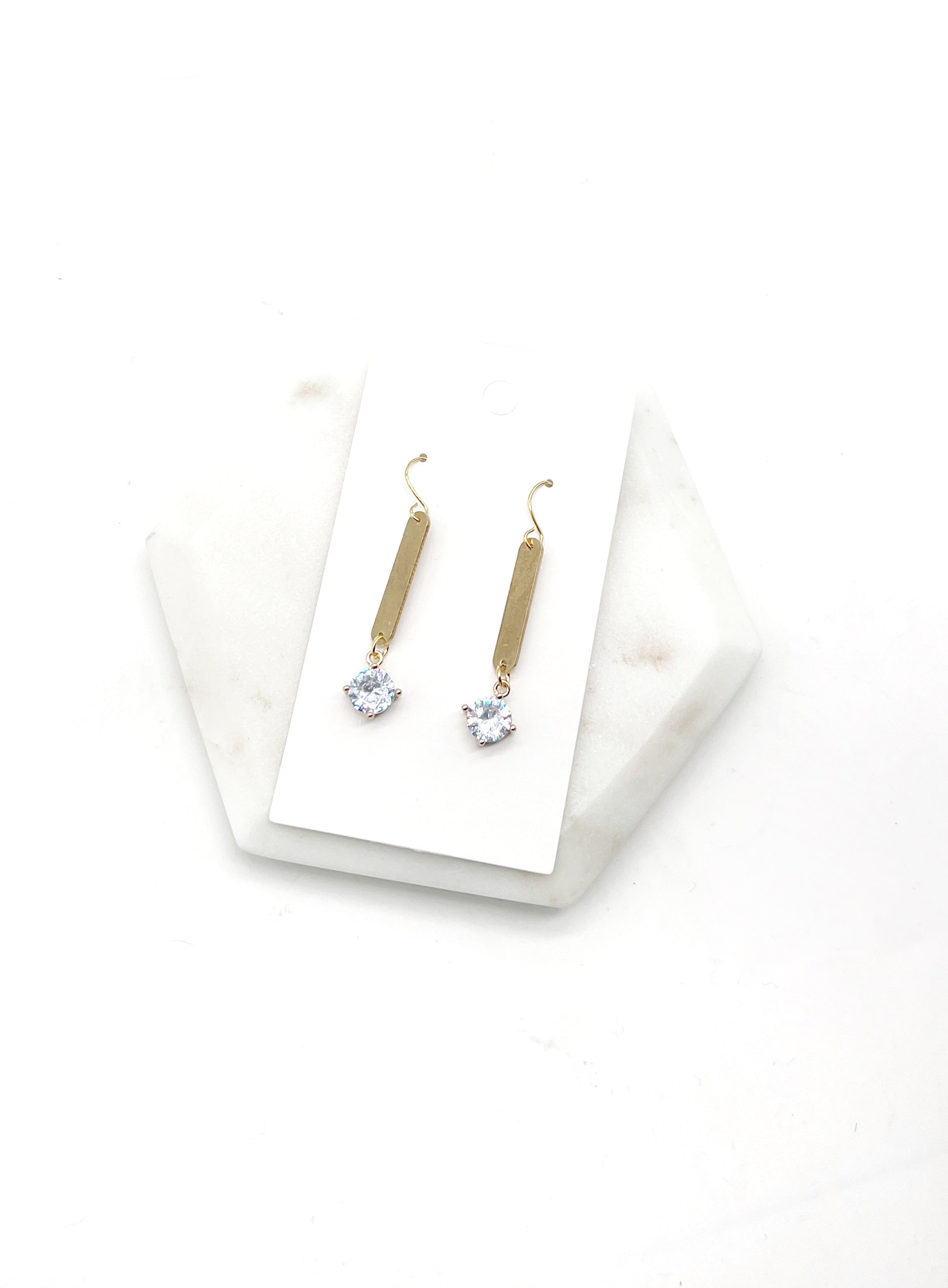 Cora Gold Mini Metal and CZ Drop Earrings