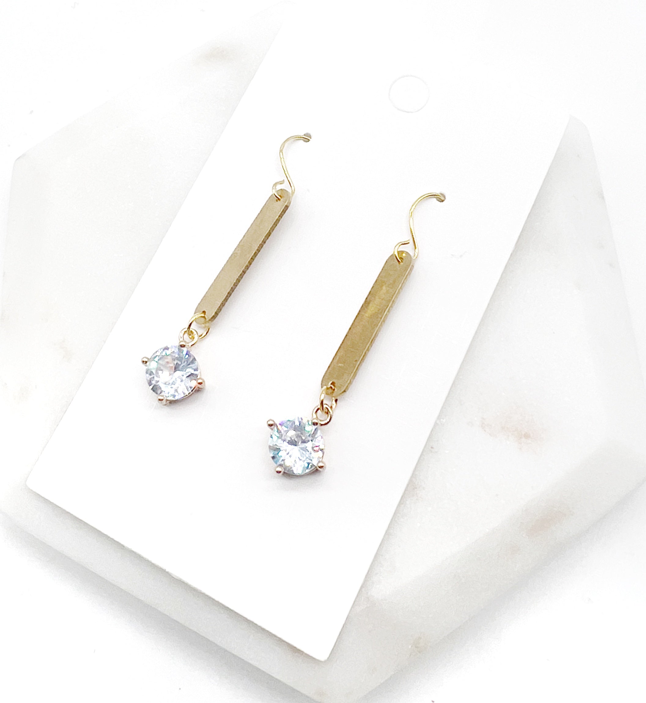 Cora Gold Mini Metal and CZ Drop Earrings