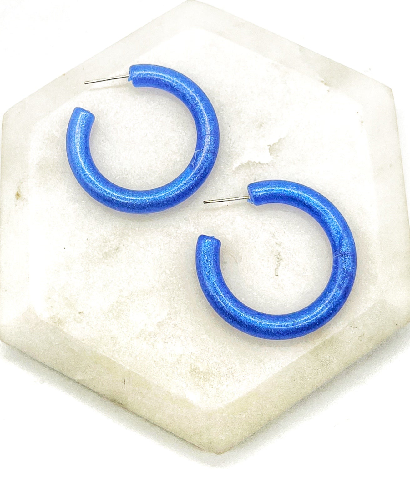 Royal Blue Candy Hoop Earrings