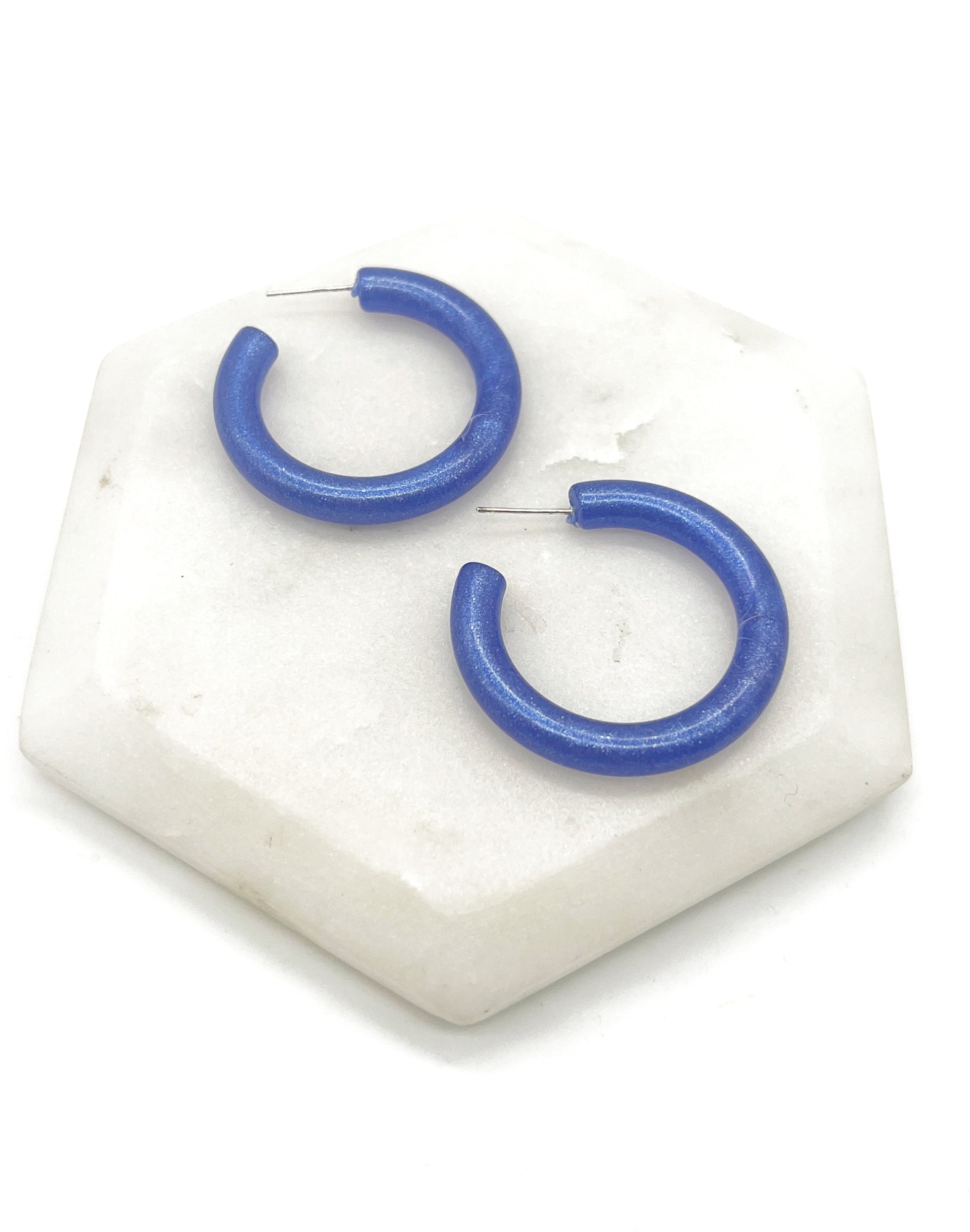 Royal Blue Candy Hoop Earrings