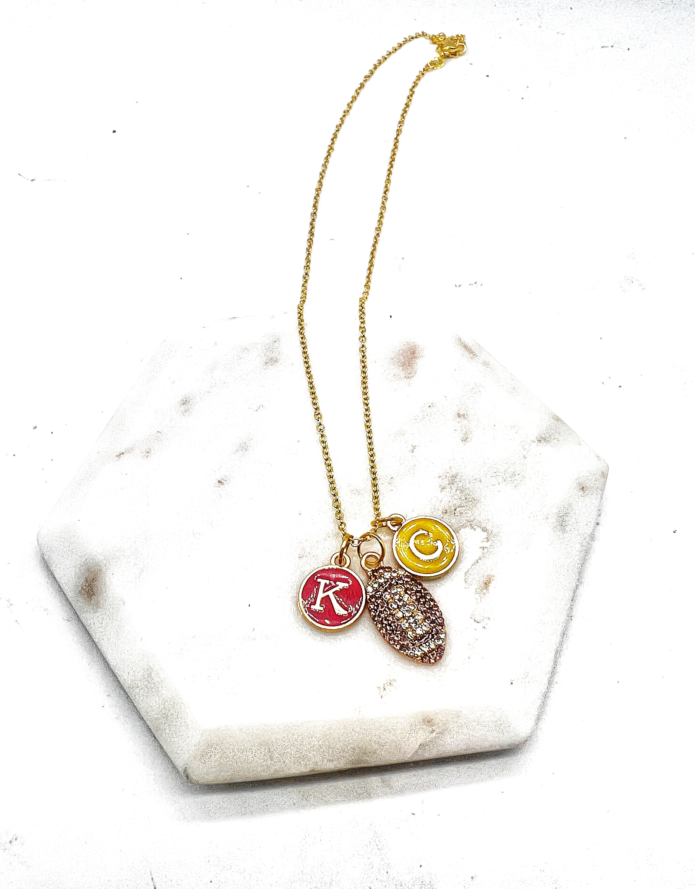 KC Rhinestone Football Charm Necklace