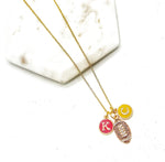 KC Rhinestone Football Charm Necklace