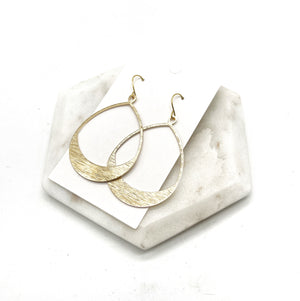 Brushed Gold Oval Metal Earrings