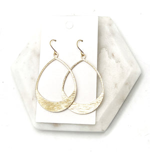 Brushed Gold Oval Metal Earrings