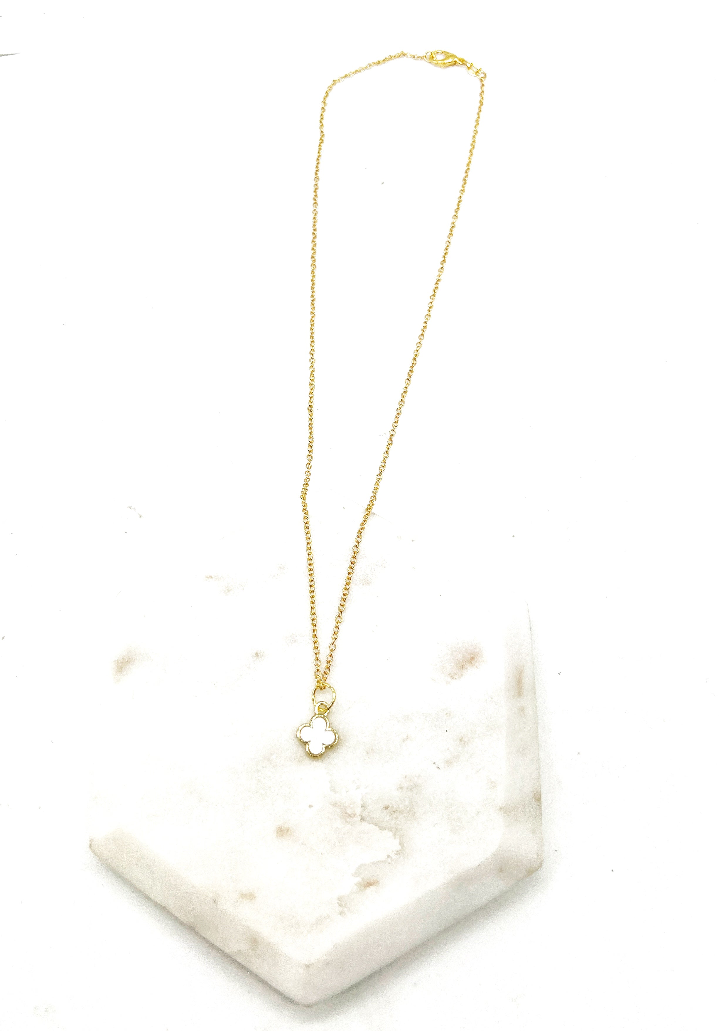 White Quatrefoil Necklace