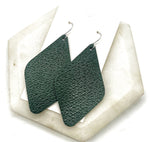 Hunter Green Leather Diamond Earrings