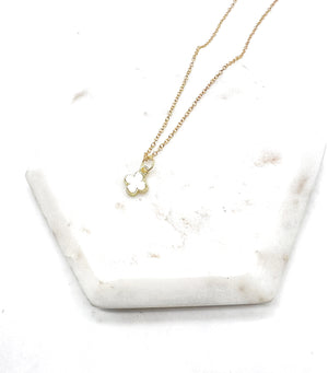 White Quatrefoil Necklace