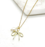 Gold Bow Pearl Necklace