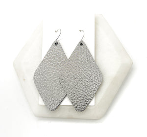 Gunmetal Leather Diamond Earrings