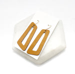 Mustard Yellow Parallelogram Leather Earrings