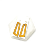 Mustard Yellow Parallelogram Leather Earrings
