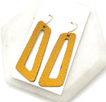 Mustard Yellow Parallelogram Leather Earrings