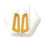 Mustard Yellow Parallelogram Leather Earrings