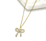 Rhinestone Gold Bow Necklace