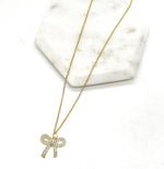 Rhinestone Gold Bow Necklace