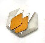 Mustard Yellow Leather Diamond Earrings