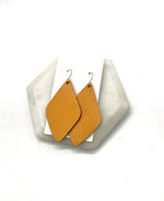 Mustard Yellow Leather Diamond Earrings