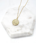 Gold Hammered Disc Necklace