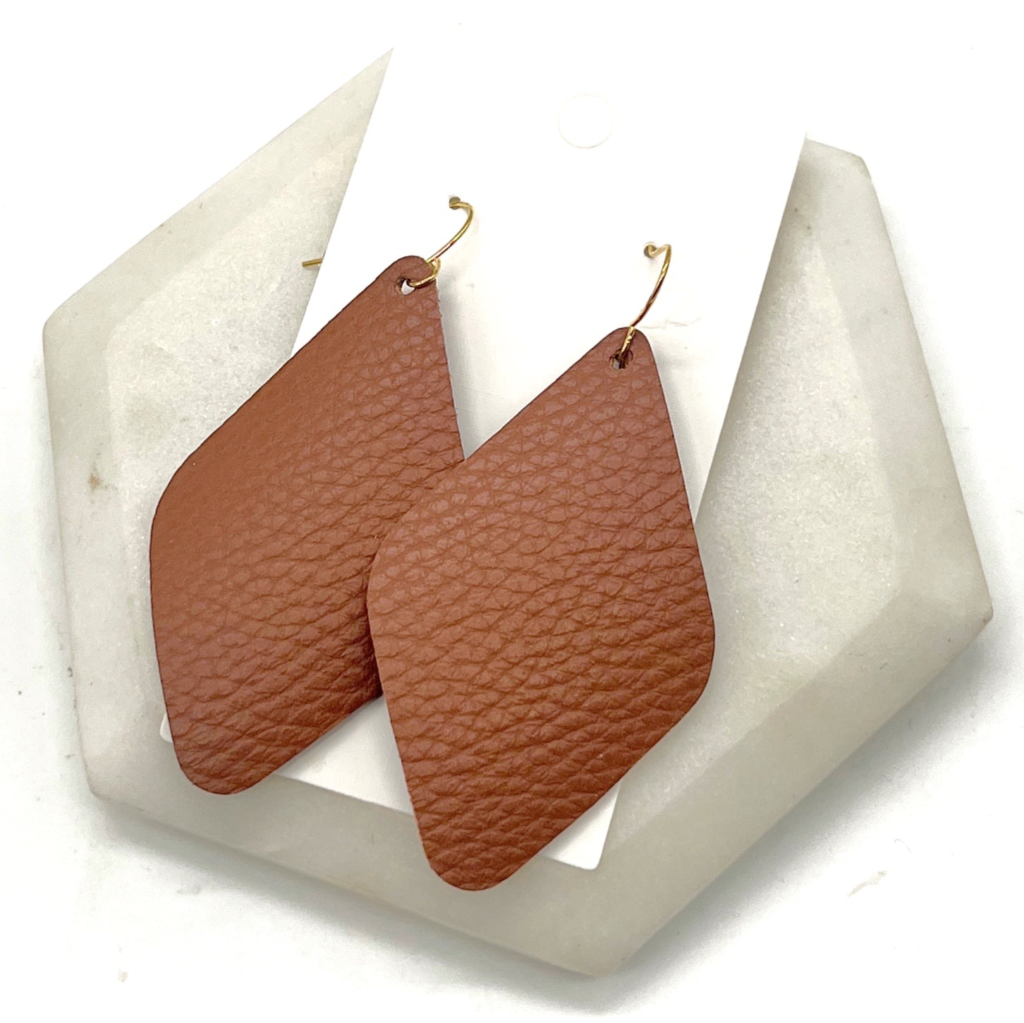 Brown Leather Diamond Earrings