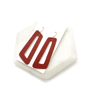 Rust Parallelogram Leather Earrings