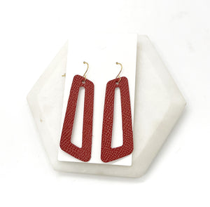 Rust Parallelogram Leather Earrings