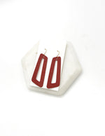 Rust Parallelogram Leather Earrings