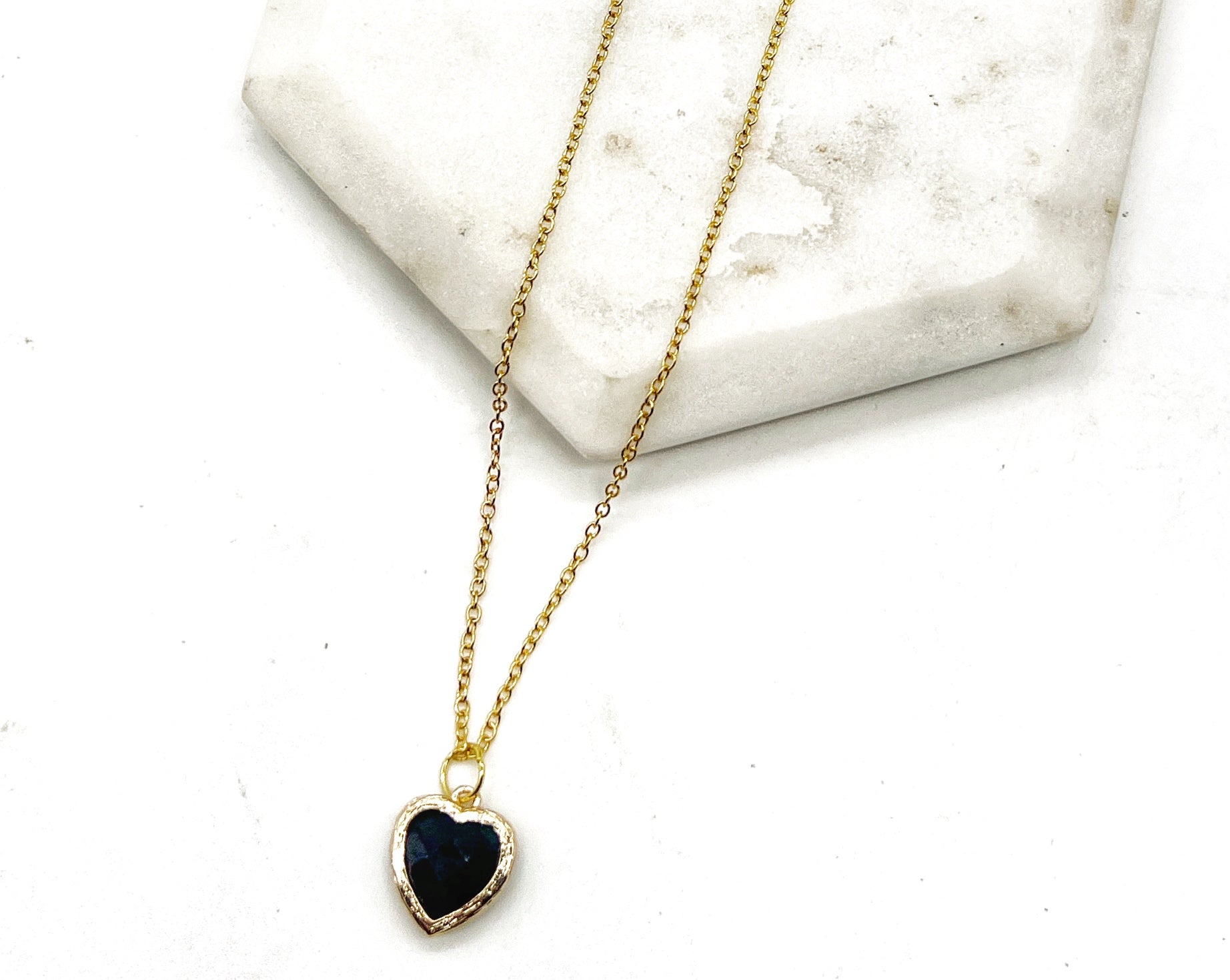 Black Crystal Heart Necklace