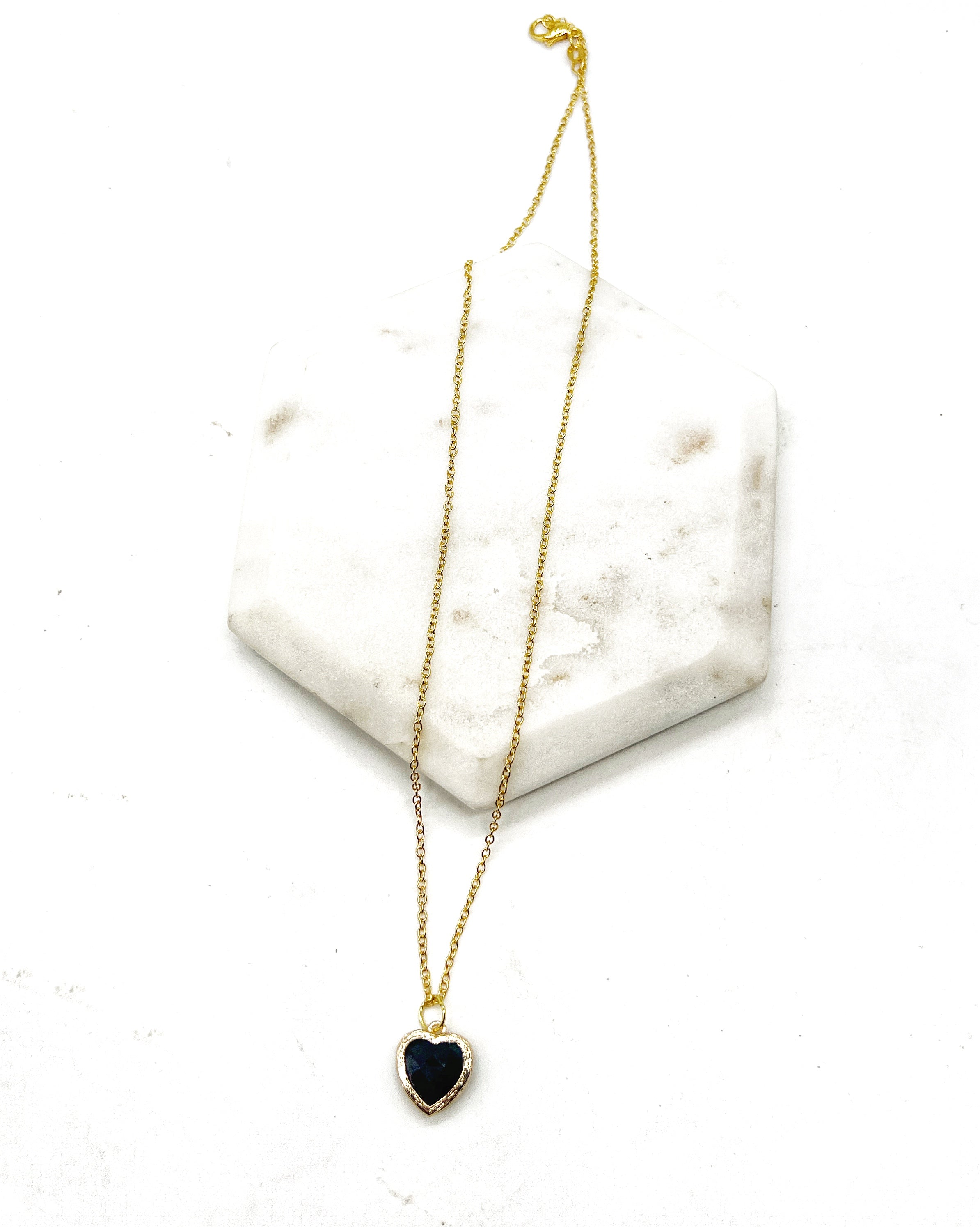 Black Crystal Heart Necklace