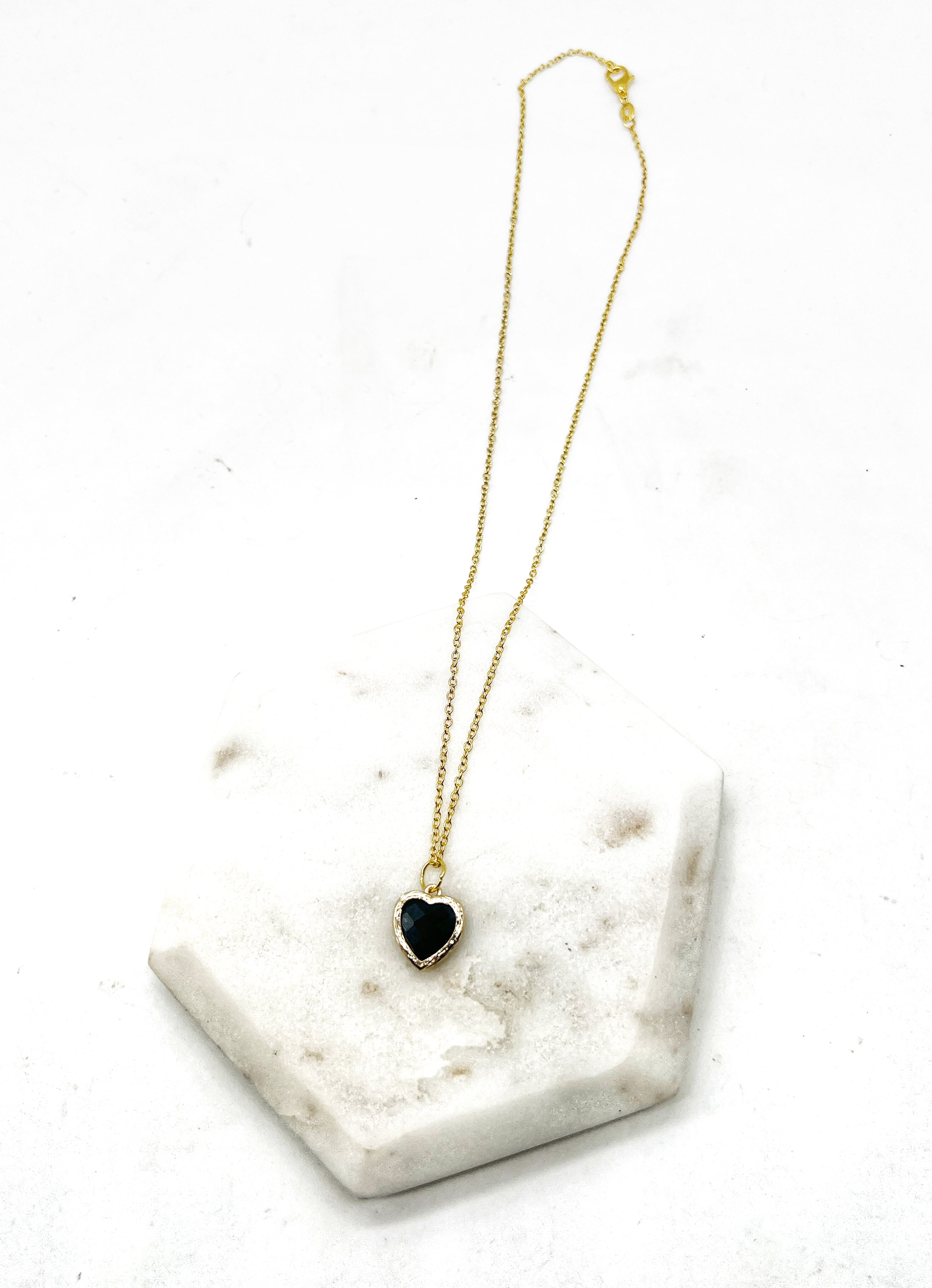 Black Crystal Heart Necklace