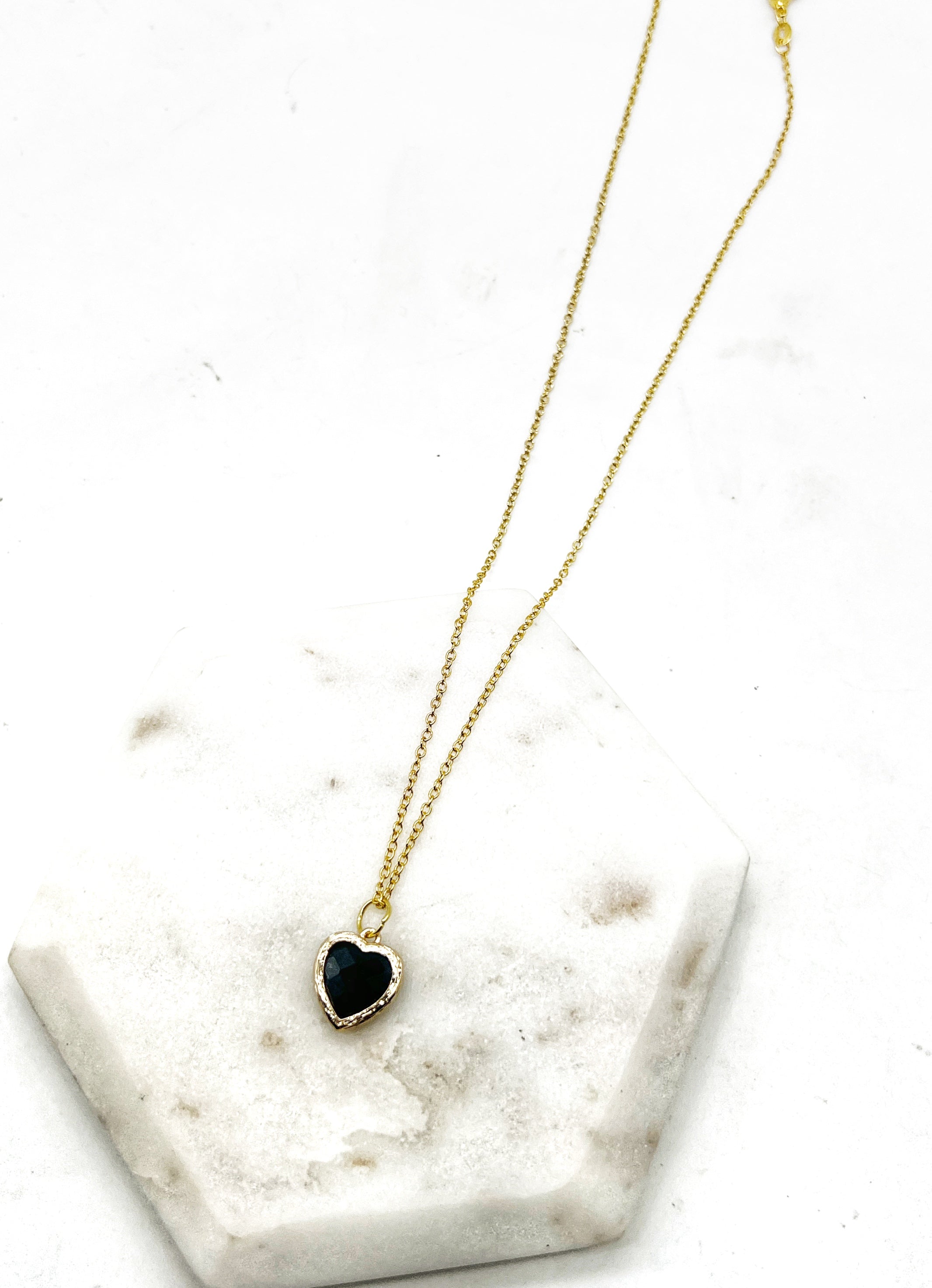 Black Crystal Heart Necklace