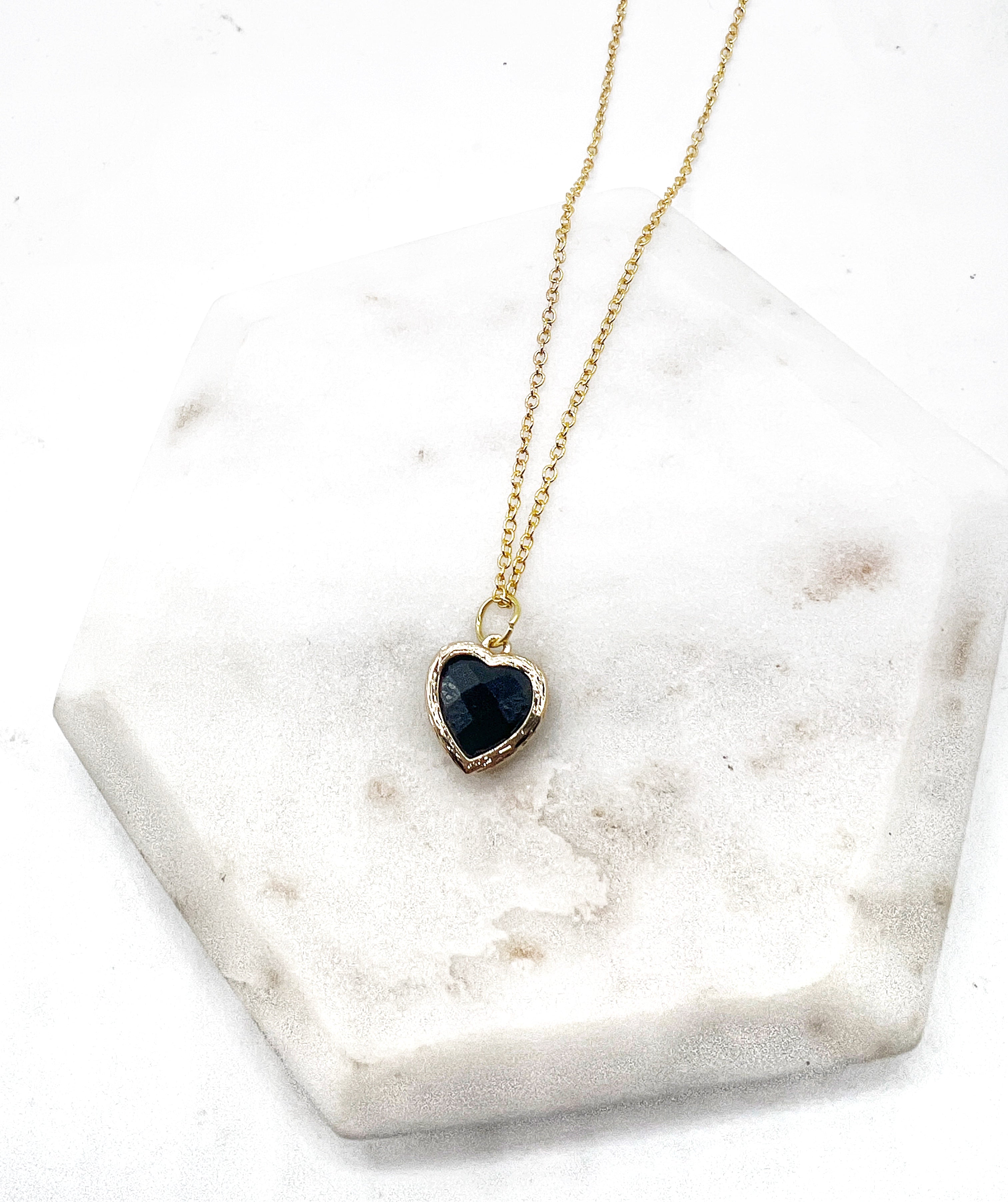 Black Crystal Heart Necklace