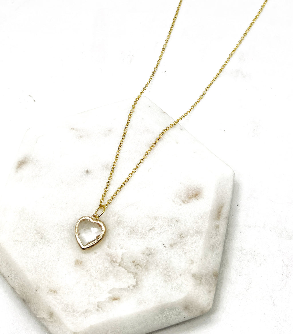 Clear Crystal Heart Necklace