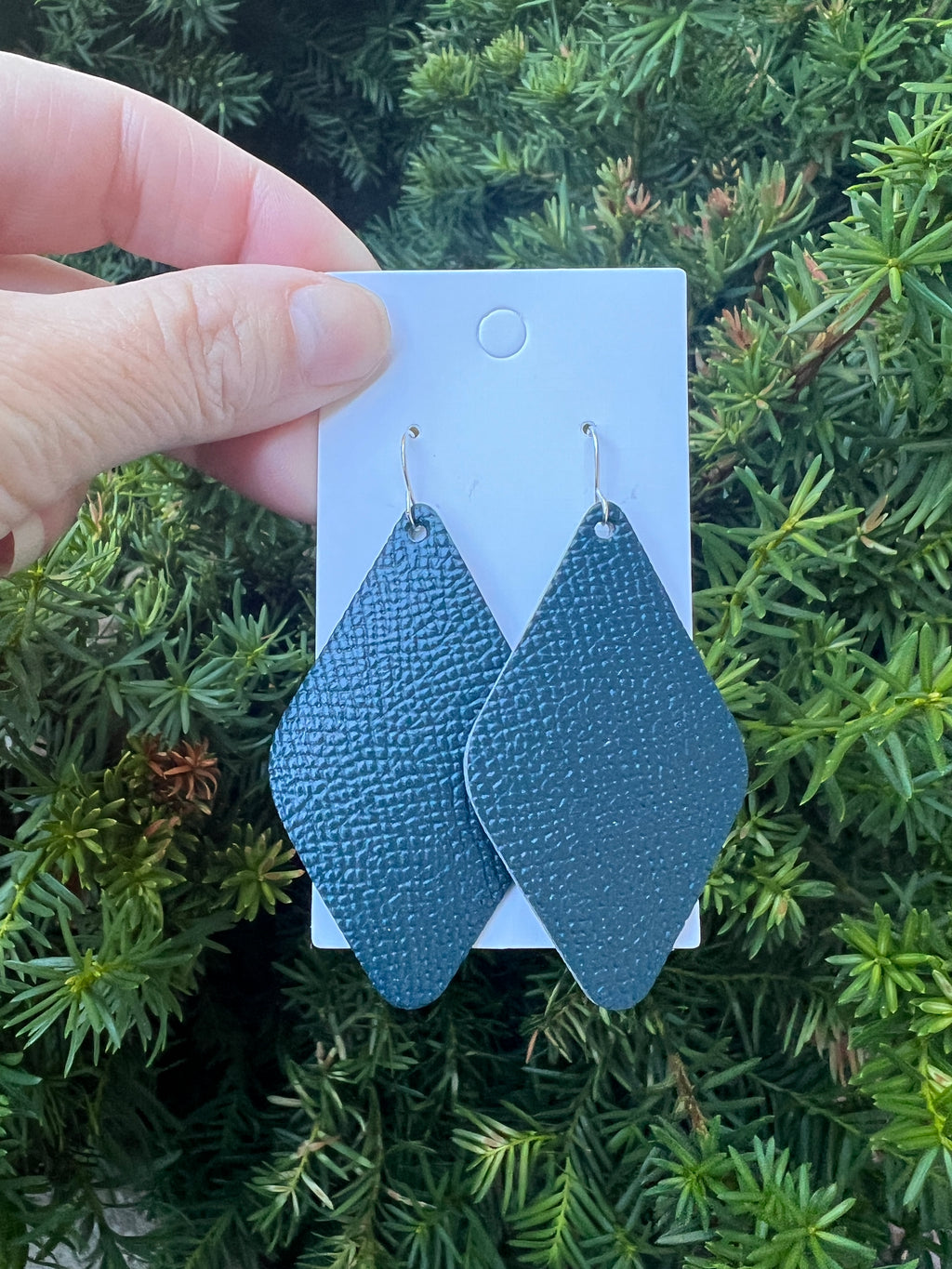 Indigo Blue Leather Diamond Earrings