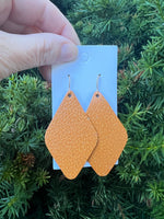Mustard Yellow Leather Diamond Earrings