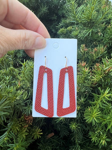 Rust Parallelogram Leather Earrings