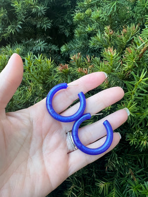 Royal Blue Candy Hoop Earrings