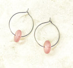 Light Pink Seaglass Hoop Earrings