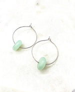 Seafoam Green Seaglass Hoop Earrings