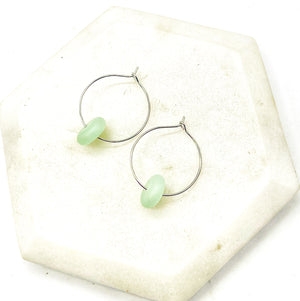 Seafoam Green Seaglass Hoop Earrings