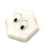 Black Seaglass Hoop Earrings