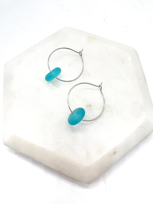 Turquoise Seaglass Hoop Earrings
