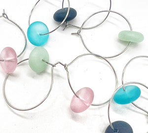 Light Pink Seaglass Hoop Earrings