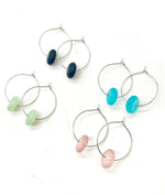 Light Pink Seaglass Hoop Earrings