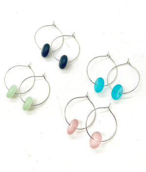 Light Pink Seaglass Hoop Earrings