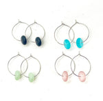Black Seaglass Hoop Earrings