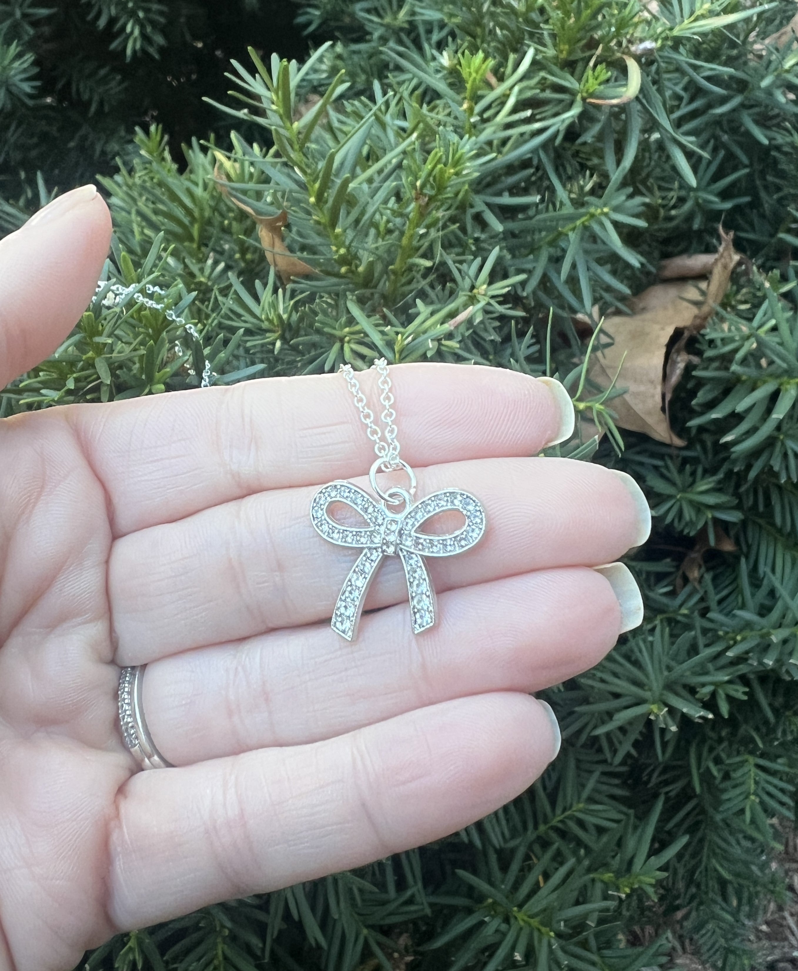 Silver Bow Rhinestone Keychain For Women - Strawberry Design With Snap Closure