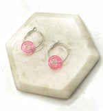 Pink Resin Ring Mini Hoop Earrings