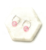 Pink Resin Ring Mini Hoop Earrings