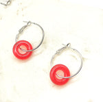 Red Resin Ring Mini Hoop Earrings